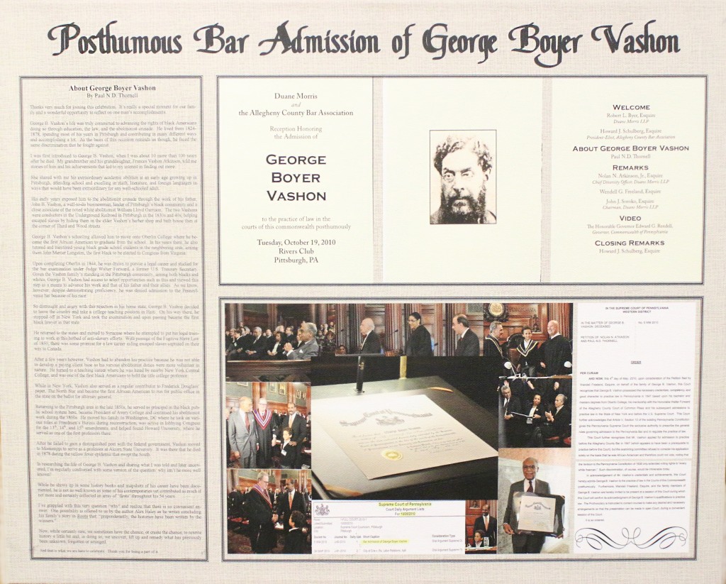 Posthumous Bar Admission of George Vashon