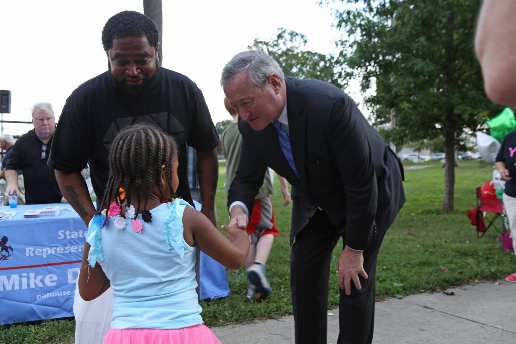 Mayor Kenney and Police Commissioner Richard Ross joined the Holmesburg neighborhood residents at National Night Out, an event that promotes public safety and community engagement, on August 2.